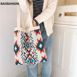 Canvas Knitting Bag Girls Wool Shoulder Bag