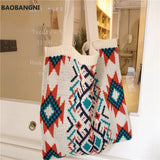 Canvas Knitting Bag Girls Wool Shoulder Bag