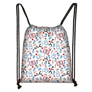 Thank You Doctor Print Drawstring Bag Nurse Girls Shopping Backpack Travel