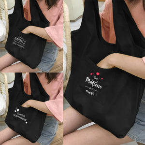 Thank You Mistress Print Shoulder Bags High Capacity Canvas Bag Student School B