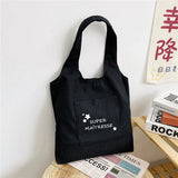 Thank You Mistress Print Shoulder Bags High Capacity Canvas Bag Student School B