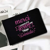 French Print Cosmetic Bag Pencil Storage Pouch