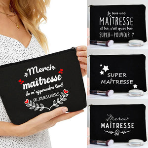 French Print Cosmetic Bag Pencil Storage Pouch