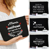 French Print Cosmetic Bag Pencil Storage Pouch