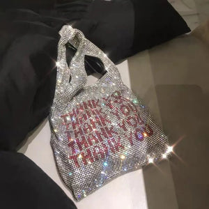 Sequins Small Tote Crystal Handbag Bling Lady Bucket Girls Purse