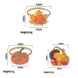 Maple Leaf Turkey Napkin Rings Thanksgiving Halloween Table Decor