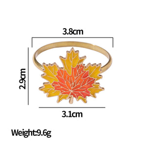 Maple Leaf Turkey Napkin Rings Thanksgiving Halloween Table Decor
