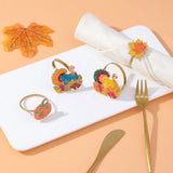 Maple Leaf Turkey Napkin Rings Thanksgiving Halloween Table Decor