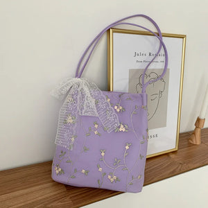 Summer Girl Bun Girl's Lace Embroidered One-shoulder Handbag