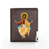 Orthodox Church Leather Wallet Men Women Billfold Slim Credit Card Holder