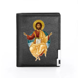 Orthodox Church Leather Wallet Men Women Billfold Slim Credit Card Holder