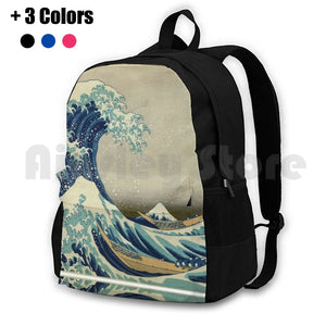 Great Wave Hiking Backpack Waterproof Ocean Art