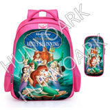 Little Mermaid Backpack Cartoon Princess School Bags Boys Girls