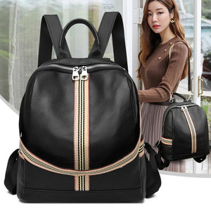 Women's Leather Backpack Large Capacity School Bag for Teenage Girls