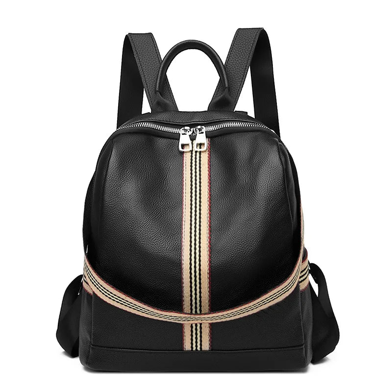 Women's Leather Backpack Large Capacity School Bag for Teenage Girls
