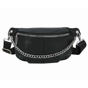Addle Bag Women's Metal Chain Shoulder Purses Handbag Clutch Waist Bag