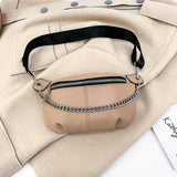 Addle Bag Women's Metal Chain Shoulder Purses Handbag Clutch Waist Bag