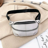 Addle Bag Women's Metal Chain Shoulder Purses Handbag Clutch Waist Bag