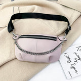 Addle Bag Women's Metal Chain Shoulder Purses Handbag Clutch Waist Bag