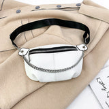 Addle Bag Women's Metal Chain Shoulder Purses Handbag Clutch Waist Bag