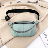 Addle Bag Women's Metal Chain Shoulder Purses Handbag Clutch Waist Bag