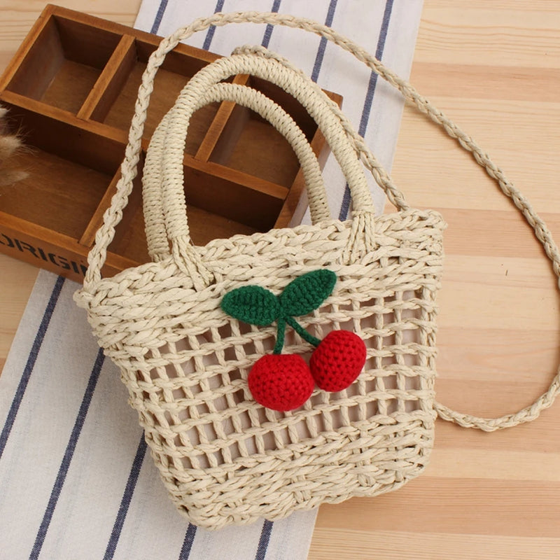 Cherry Straw Bag Seaside Beach Wild One-shoulder Woven Bag