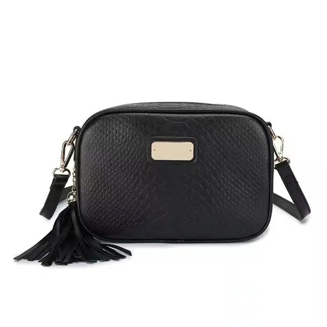 Versatile Snake Fringed Shoulder Cross-body Bag Small Square Bag