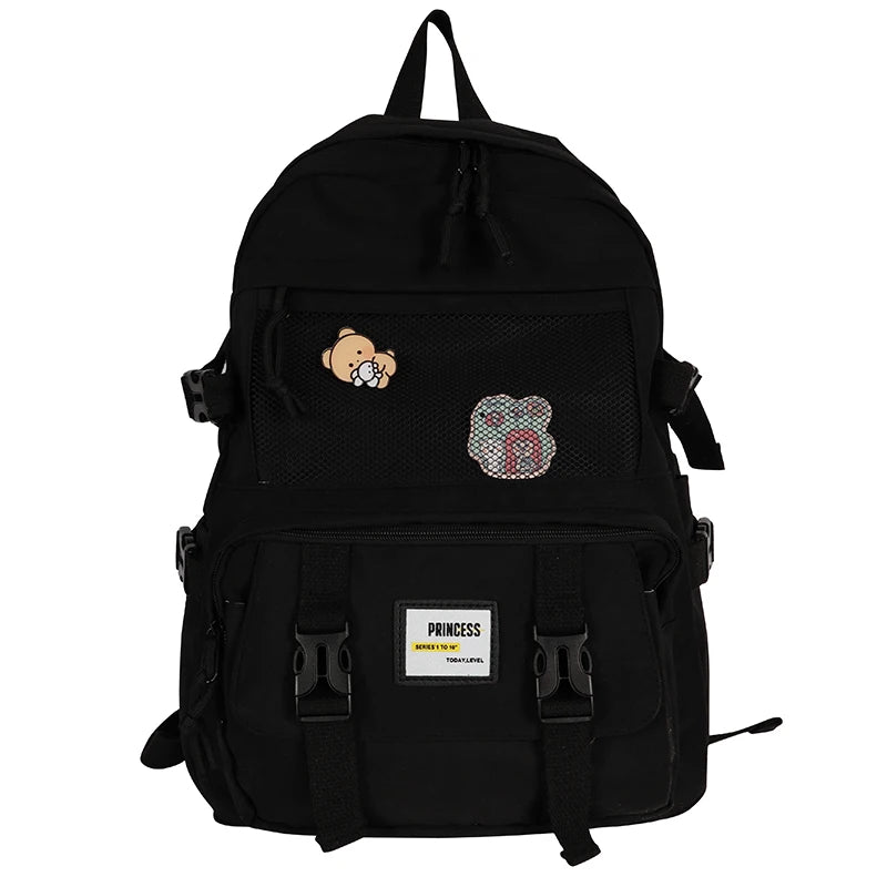 High cartoon embroidery Waterproof nylon Women Backpack Female School bag