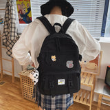 High cartoon embroidery Waterproof nylon Women Backpack Female School bag