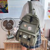 High cartoon embroidery Waterproof nylon Women Backpack Female School bag