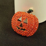 Hollow Rhinestone Pumpkin Brooch Pin Red Christmas Halloween Jacket Handbag Deco