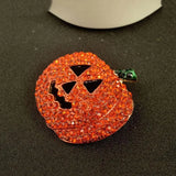 Hollow Rhinestone Pumpkin Brooch Pin Red Christmas Halloween Jacket Handbag Deco