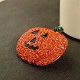 Hollow Rhinestone Pumpkin Brooch Pin Red Christmas Halloween Jacket Handbag Deco