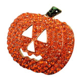 Hollow Rhinestone Pumpkin Brooch Pin Red Christmas Halloween Jacket Handbag Deco