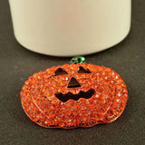 Hollow Rhinestone Pumpkin Brooch Pin Red Christmas Halloween Jacket Handbag Deco