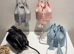 Japanese Style Women's Tasseled Barrel Bag