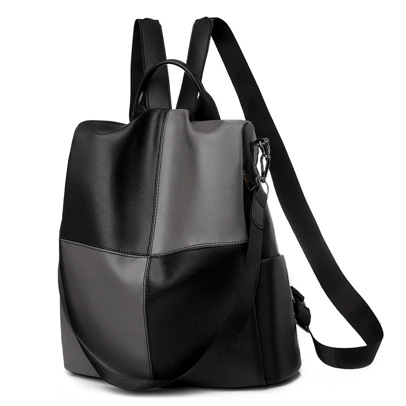 Waterproof PU Women Backpack High Capacity Travel School Bag