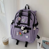 Plaid Schoolbag College Student Laptop Backpack Large Capacity Multi-pocket