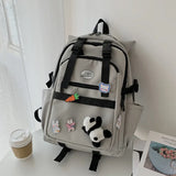 Plaid Schoolbag College Student Laptop Backpack Large Capacity Multi-pocket