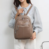 Fashionable PU Leather Women Shoulder Backpack Large Capacity School Bag
