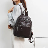 Fashionable PU Leather Women Shoulder Backpack Large Capacity School Bag