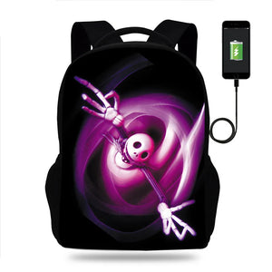 Nightmare Before Christmas Backpack Kids School Bag 3D Prints with USB