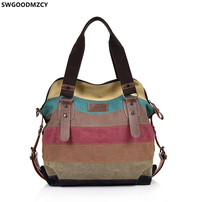 Women's Canvas Tote Crossbody Bag Vintage Handbag