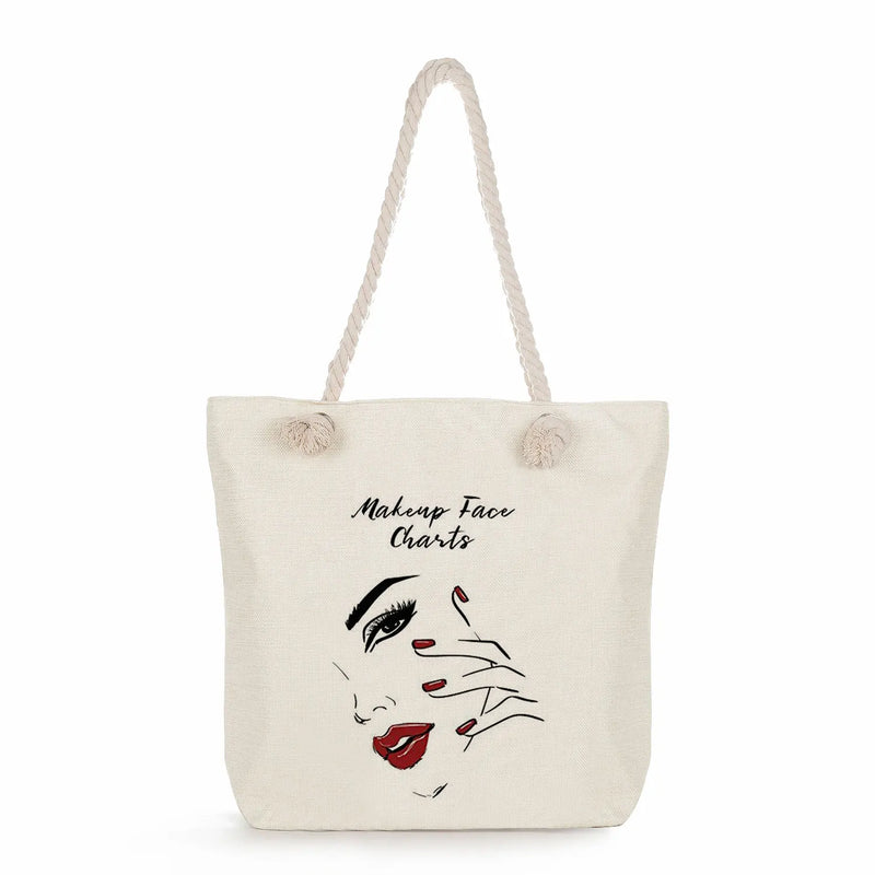 Lips Print Shoulder Bags Thick Rope Storage Bags