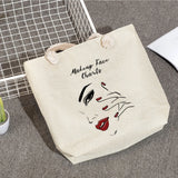 Thick Rope Tote Bags High Capacity Handbags Lips Print Shoulder Bags