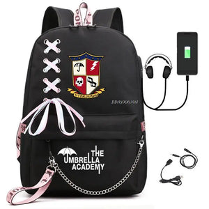 Umbrella Academy USB Backpack Laptop Rucksack School Bag
