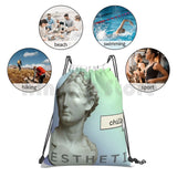 Vaporwave Backpack Drawstring Gym Bag Waterproof Music Pastel
