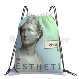 Vaporwave Backpack Drawstring Gym Bag Waterproof Music Pastel