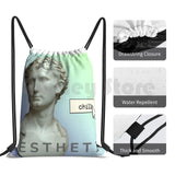 Vaporwave Backpack Drawstring Gym Bag Waterproof Music Pastel
