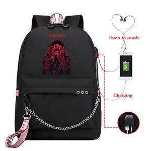 The Weeknd USB Charging School Backpack Harajuku Travel Vintage Bag